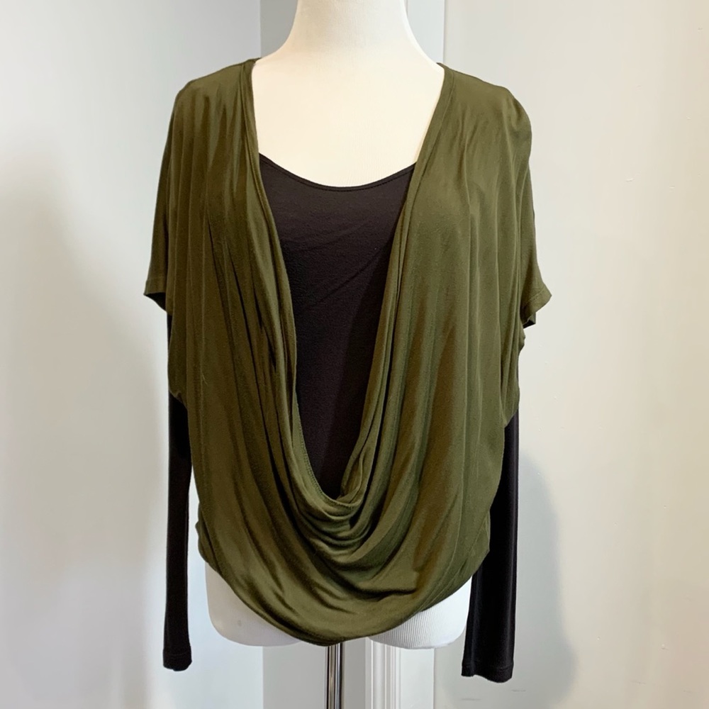 Robert Rodriguez Layered Long Sleeve Cowl Neck Top